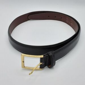 Brighton Women's Black Leather Belt with Gold Buckle Size 38.